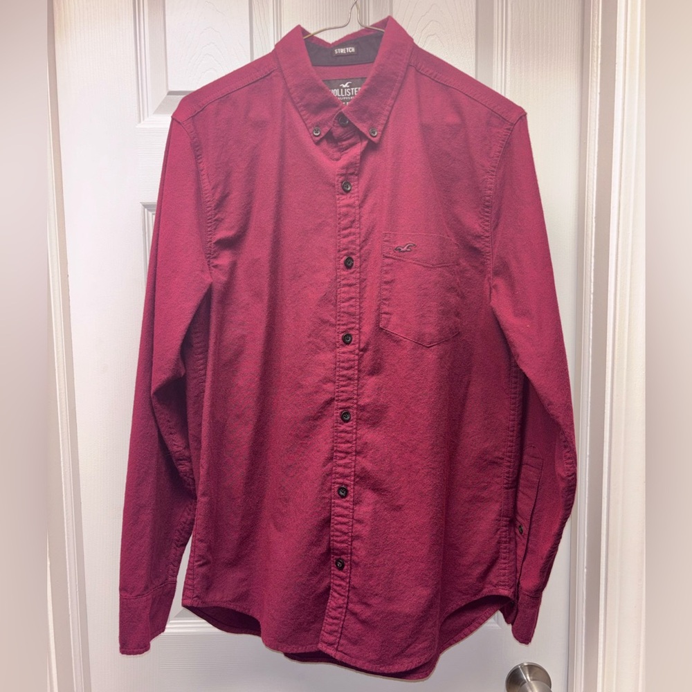 Hollister Men’s Red Epic Flex Stretch Button-Down Shirt | Size S